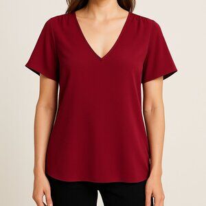Michael Kors Women’s V-Neck Short Sleeve Blouse – Size M (Polished‎ Collection)